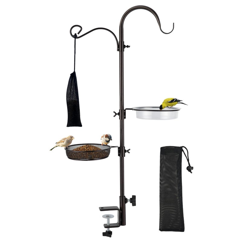 ERYTLLY Deck Hook Bird Feeder Pole Bird Feeder Porch Multi Hook Bird Feeding Station Kit Multi Feeder Hanging Kit Premium Bird Bath for Attracting Wild Birds Bird Feeder Planter Hanger - Image 1